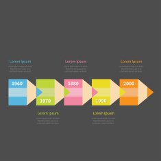 Colorful pencil arrow 5 step Timeline Infographic Template Flat design ...