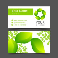 Business cards design leaves green tree vector