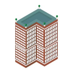 flat 3d isometric skyscraper business center Isolated on white background