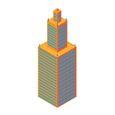 flat 3d isometric skyscraper business center Isolated on white background N2