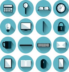 Flat icons with long shadow effect
