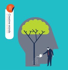 Businessman watering a tree brain
