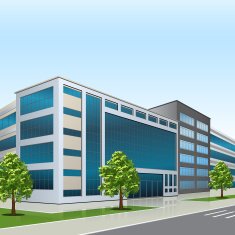 office building with an entrance and reflection N4