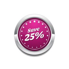 Save 25 Percent Pink Vector Button Icon