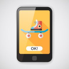 Skateboard flat icon with long shadow N2