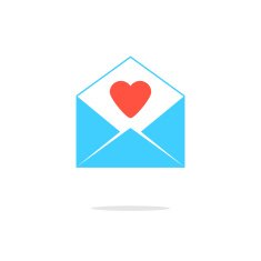 open blue letter with red heart