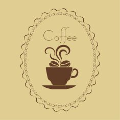 Coffee cup with beans in a frame