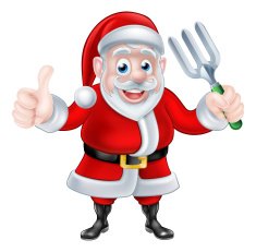 Cartoon Santa Giving Thumbs Up and Holding Fork