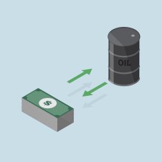 investment concept changing between oil or keep the money