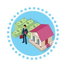 Isometric Icon Businessman Bank Cash