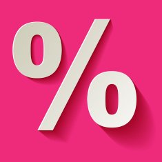 Percent white paper on a pink background