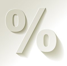 Percent white paper on a background