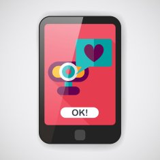 Valentine's Day webcame love message flat icon with long shadow N2