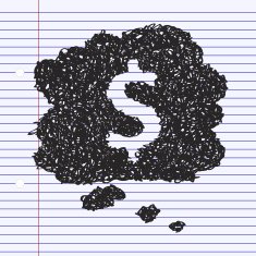 Simple doodle of a money thought bubble N2