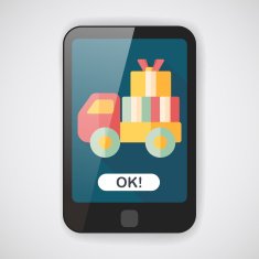 shopping freight transport flat icon with long shadow eps10