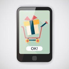 shopping cart flat icon with long shadow