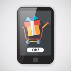 shopping cart flat icon with long shadow N3