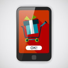 shopping cart flat icon with long shadow N4