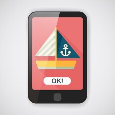 Sailboat flat icon with long shadow