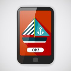 Sailboat flat icon with long shadow N4