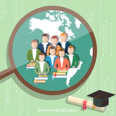 Education group of students distance learning online education