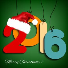 Happy New Year background 2016 with Christmas hat Vector illustration