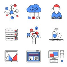 Web services line icons set
