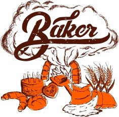 Vector baker logo Scratchboard illustration style