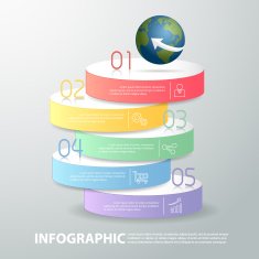 5 steps infographic template for business concept N6
