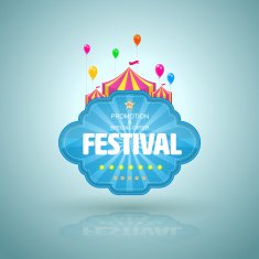 Promotion banner with circus tent and balloon