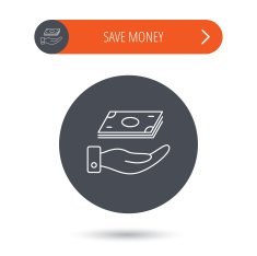 Save money icon Hand with cash sign N5