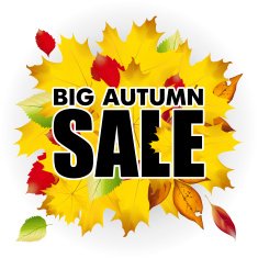Seasonal big autumn sale business background with colored leafs on