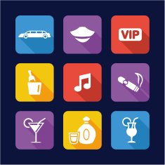 Limousine Icons Flat Design