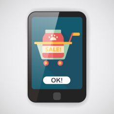 Pet sale shopping flat icon with long shadow eps10