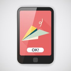 paper airplane flat icon with long shadow