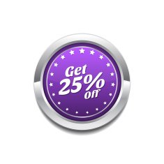 Get 25 Percent Purple Vector Icon Button N2