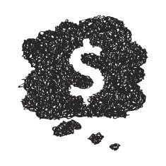 Simple doodle of a money thought bubble N3