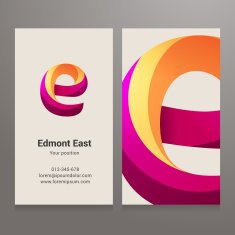 Modern letter E twisted Business card template