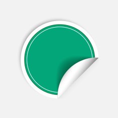 Vector round stickers with curled edge isolated on white background