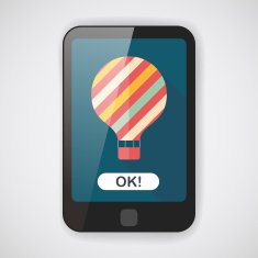 Hot Air Balloon flat icon with long shadow N3
