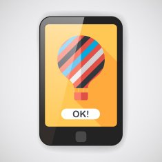 Hot Air Balloon flat icon with long shadow N5