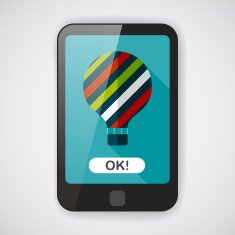 Hot Air Balloon flat icon with long shadow N6