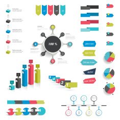 Collection of infographics elements Colorful set template