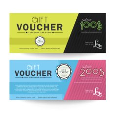 Gift Voucher Colorful certificate coupon design Vector illustration