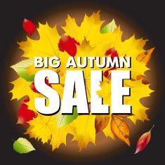 Seasonal big autumn sale business background with colored leafs in