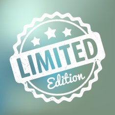 Limited Edition rubber stamp white on a bokeh background