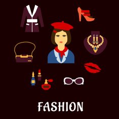 Fashion icons with accessories and jewelries