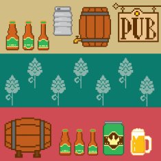 beer and snacks banner pixel set N3