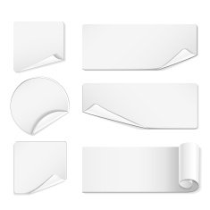 Realistic detailed curved white ribbon