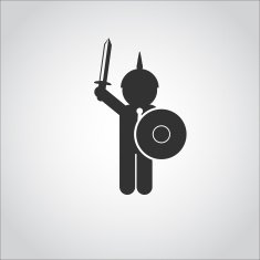 Businessman war sword protect logo icon